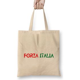 Humuts Forza Italia Açık Bej Bez Çanta Uzun Saplı