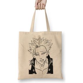 Humuts Fox Sin of Greed Ban the Seven Deadly Sins Uzun Saplı Açık Bej Bez Çanta