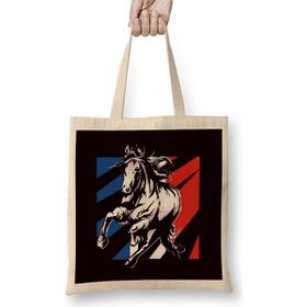 Humuts France Flag Horse Riding Equestrian Sport Horseshoe Saddle Uzun Saplı Açık Bej Bez Çanta