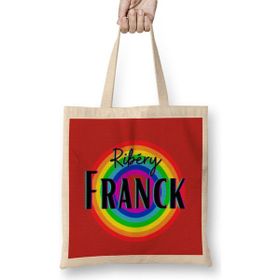 Humuts Franck Ribéry-Vintage Retro Rainbow Style Uzun Saplı Açık Bej Bez Çanta