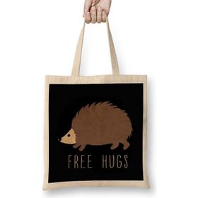 Humuts Free Hugs-1 Açık Bej Uzun Saplı Bez Çanta