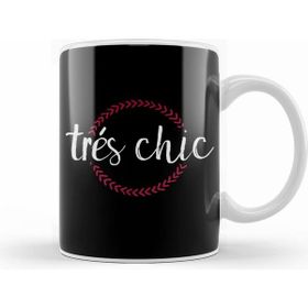 Humuts French Slogan Tres Chic Circle Kupa Bardak