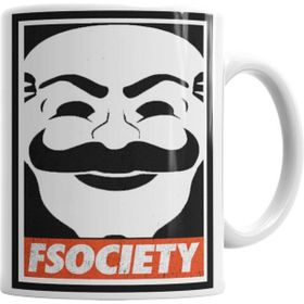 Humuts Fsociety Beyaz Porselen Kupa Bardak