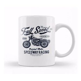 Humuts Full Speed Motor Speedway Racing Motorbike Beyaz Porselen Kupa Bardak