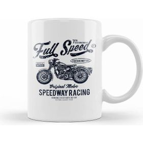 Humuts Full Speed Motor Speedway Racing Motorbike Beyaz Porselen Kupa Bardak