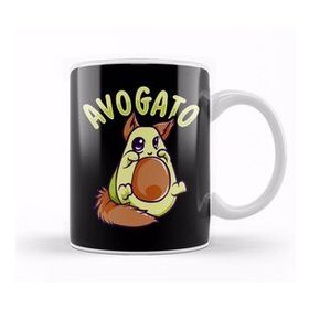 Humuts Funny Avogato Avocado Cat Cute Kitty Avo Gato Pun Beyaz Porselen Kupa Bardak