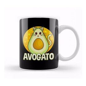 Humuts Funny Avogato Avocado Cat Cute Kitty Avo Gato Pun Beyaz Porselen Kupa Bardak