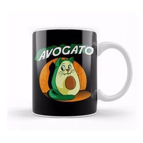 Humuts Funny Avogato Avocado Cat Cute Kitty Avo Gato Pun Beyaz Porselen Kupa Bardak