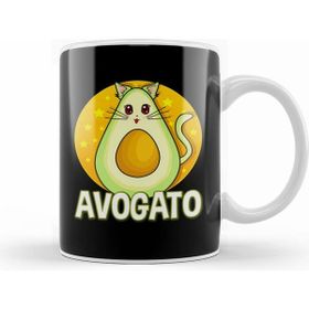 Humuts Funny Avogato Avocado Cat Cute Kitty Avo Gato Pun Beyaz Porselen Kupa Bardak