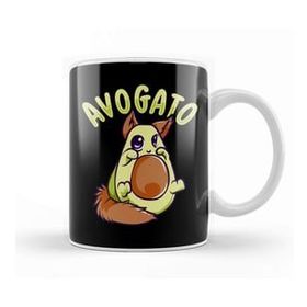Humuts Funny Avogato Avocado Cat Cute Kitty Avo Gato Pun Beyaz Porselen Kupa Bardak