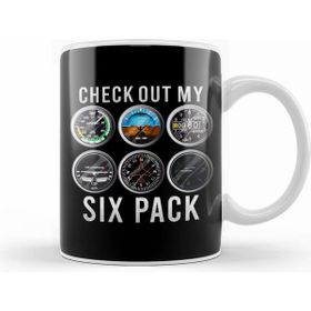 Humuts Funny Check Out My Six Pack Airplane Pilot Beyaz Kupa