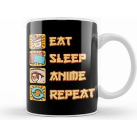 Humuts Funny Eat Sleep Anime Repeat Beyaz Kupa