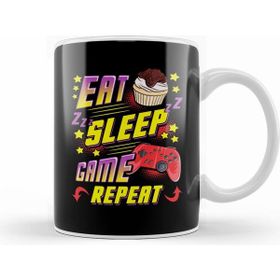 Humuts Funny Eat Sleep Game Repeat Gamer Gaming Beyaz Kupa