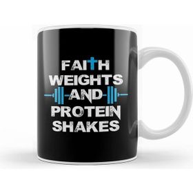 Humuts Funny Faith Weights And Protein Shakes Gym Workout Beyaz Kupa