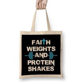 Humuts Funny Faith Weights And Protein Shakes Gym Workout Bez Kadın Günlük Çanta