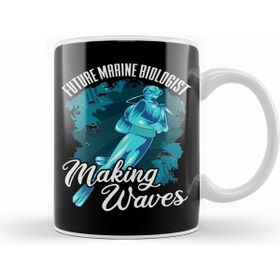 Humuts Funny Future Marine Biologist Making Waves Pun Beyaz Kupa