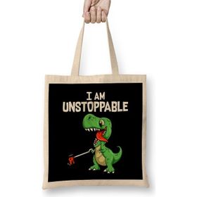 Humuts Funny I Am Unstoppable T-Rex Dinosaur Grabber Pun Bez Çanta