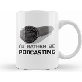 Humuts Funny I D Rather Be Podcasting Podcasters Beyaz Kupa