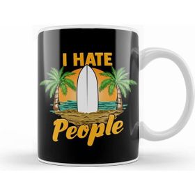 Humuts Funny I Hate People Relaxing Beach Vacation Pun Beyaz Kupa