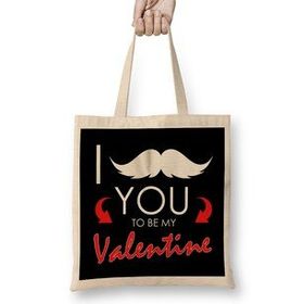 Humuts Funny I Mustache You To Be My Valentine Cute Pun T Bez Çanta