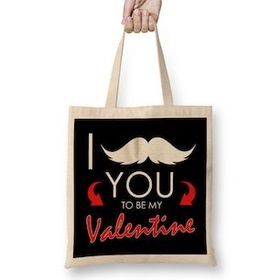 Humuts Funny I Mustache You To Be My Valentine Cute Pun T Bez Çanta