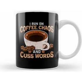 Humuts Funny I Run on Coffee Chaos and Cuss Words Beyaz Kupa
