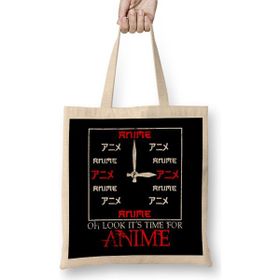 Humuts Funny Oh Look It S Time For Anime Kawaii Clock Bez Uzun Saplı Açık Bej Rengi Çanta