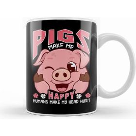 Humuts Funny Pigs Make Me Happy Humans Make My Head Hurt Kupa Bardak