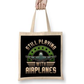 Humuts Funny Pilot Still Playing With Airplanes Pun Bez Çanta