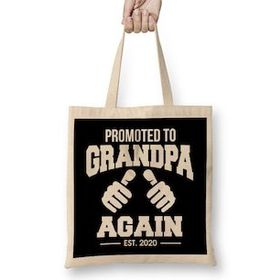 Humuts Funny Promoted To Grandpa Again 2020 Grandfather Grandad Uzun Saplı Bez Çanta