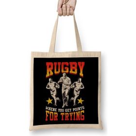 Humuts Funny Rugby Where You Get Points For Trying Pun Bez Uzun Saplı Açık Bej Rengi Çanta