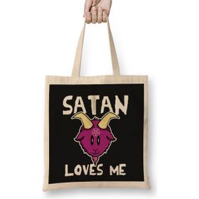 Humuts Funny Satanic Satan Loves Me Lucifer Gift Idea 01 Bez Çanta