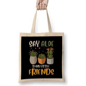 Humuts Funny Say Aloe To My Little Friends Cute Plant Pun Bez Kadın Günlük Çanta