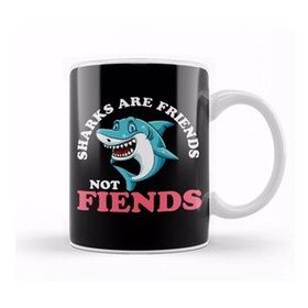 Humuts Funny Sharks Are Friends Not Fiends Cute Shark Pun Kupa Bardak