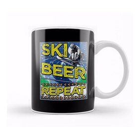 Humuts Funny Ski Beer Repeat Skiing Drinking Skiers Kupa Bardak