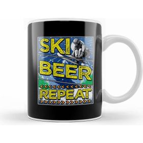 Humuts Funny Ski Beer Repeat Skiing Drinking Skiers Kupa Bardak