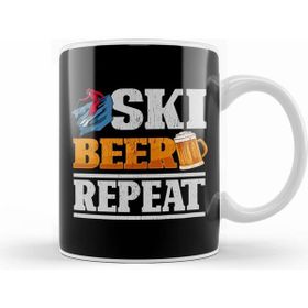 Humuts Funny Ski Beer Repeat Skiing Drinking Skiers Kupa Bardak