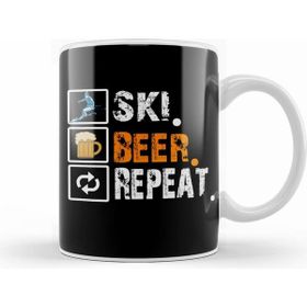 Humuts Funny Ski Beer Repeat Skiing Drinking Skiers Kupa Bardak