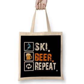 Humuts Funny Ski Beer Repeat Skiing Skiers Bez Çanta