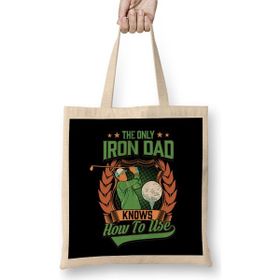 Humuts Funny The Only Iron Dad Knows How To Use Golf Club Bez Uzun Saplı Açık Bej Rengi Çanta