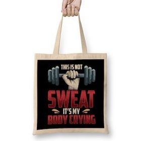Humuts Funny This Is Not Sweat It's My Body Crying Gym Uzun Saplı Bez Çanta