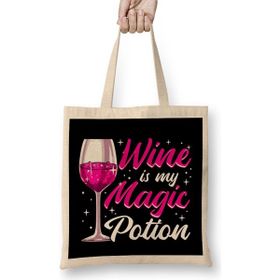 Humuts Funny Wine Is My Magic Potion Halloween Wino Pun Uzun Saplı Kadın Bez Çanta