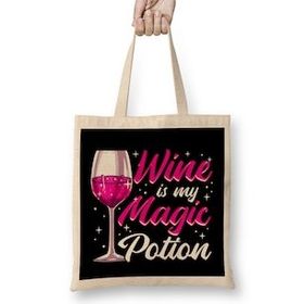 Humuts Funny Wine Is My Magic Potion Halloween Wino Pun Uzun Saplı Kadın Bez Çanta