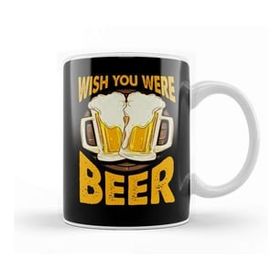 Humuts Funny Wish You Were Beer Drinking Pun Joke Kupa Bardak