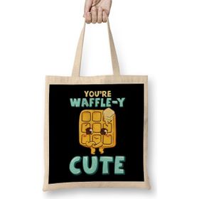 Humuts Funny Youre Waffle Y Cute Waffle Breakfast Pun Bez Uzun Saplı Açık Bej Rengi Çanta