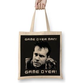 Humuts Game Over Man Game Over Quote Aliens Bez Uzun Saplı Açık Bej Rengi Çanta