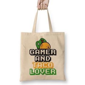 Humuts Gamer And Taco Lover Funny Quotes Uzun Saplı Kadın Bez Çanta