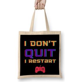 Humuts Gamers Don't Quit Gamer Bez Uzun Saplı Açık Bej Rengi Çanta