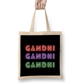 Humuts Gandhi Quotes Gifts - Vintage Retro Rainbow Style Uzun Saplı Kadın Bez Çanta