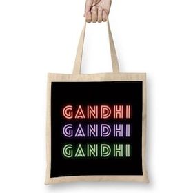 Humuts Gandhi Quotes Gifts - Vintage Retro Rainbow Style Uzun Saplı Kadın Bez Çanta
